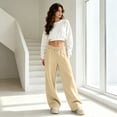thumbnail image 5 of Resicozy Wide Leg Sweatpants for Women High Waisted Baggy Sweat Track Pants Drawstring Casual Lounge Pants with Pockets Khaki S, 5 of 6