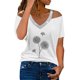 thumbnail image 1 of Gibobby Blusa Casual Para Mujer Blusa de manga corta con estampado de diente de león y cuello en V de verano para mujer（Blanco， XXXL), 1 of 5