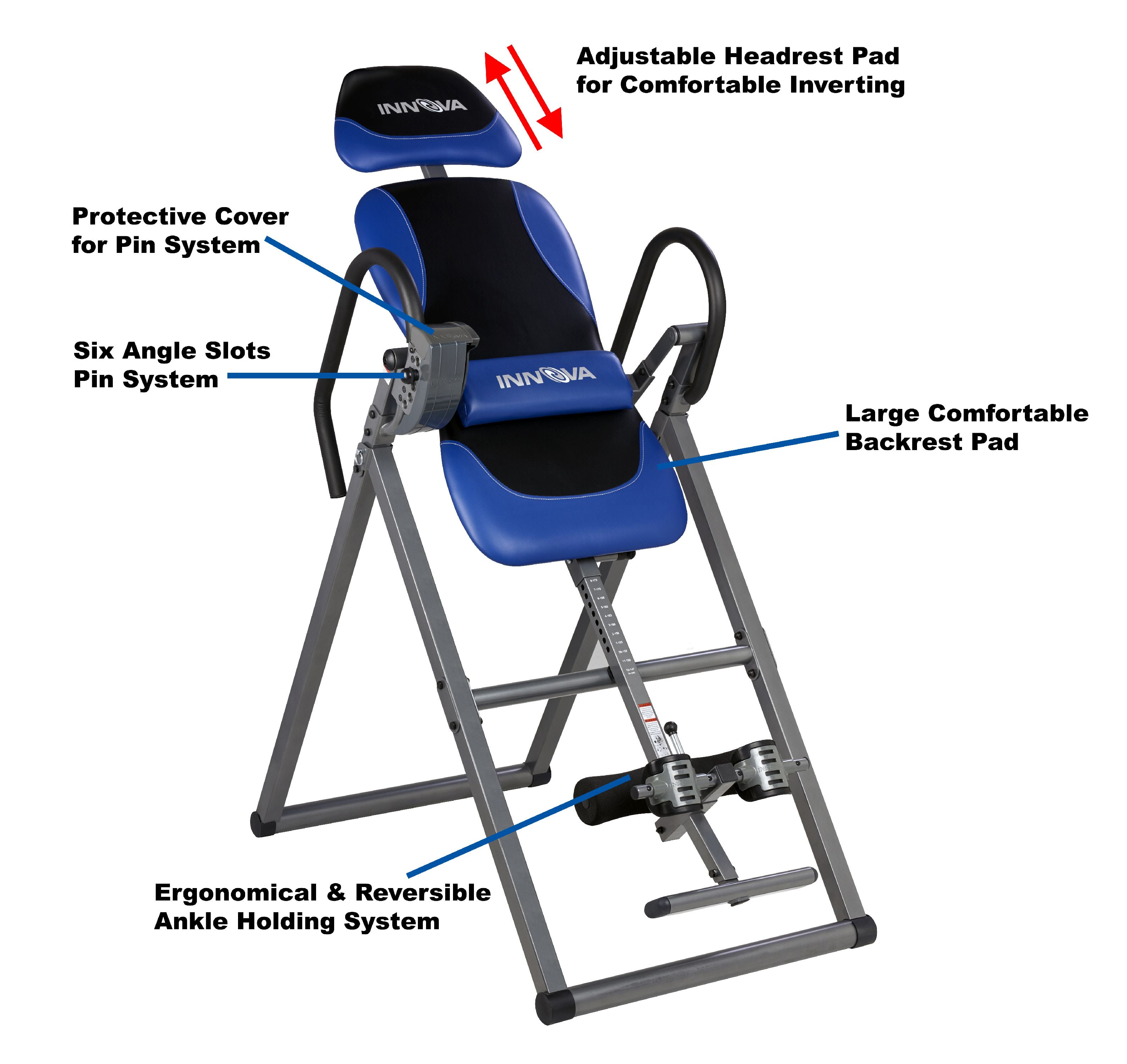 Innova Inversion Table with Adjustable Headrest Reversible Ankle Holders,... 
