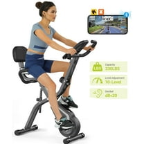 Folding Exercise Bike,10-Level Magnetic Quiet Resistance, 330LBS Capacity, Dprodo Upright Compact Indoor Cycling Bike for Home Workouts (Gray)