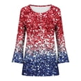 thumbnail image 5 of Kvture 4th of July Tops for Women Henley V Neck Button 3/4 Sleeve Blouse Independence Day Patriotic T Shirts Summer D Red Tees M, 5 of 5
