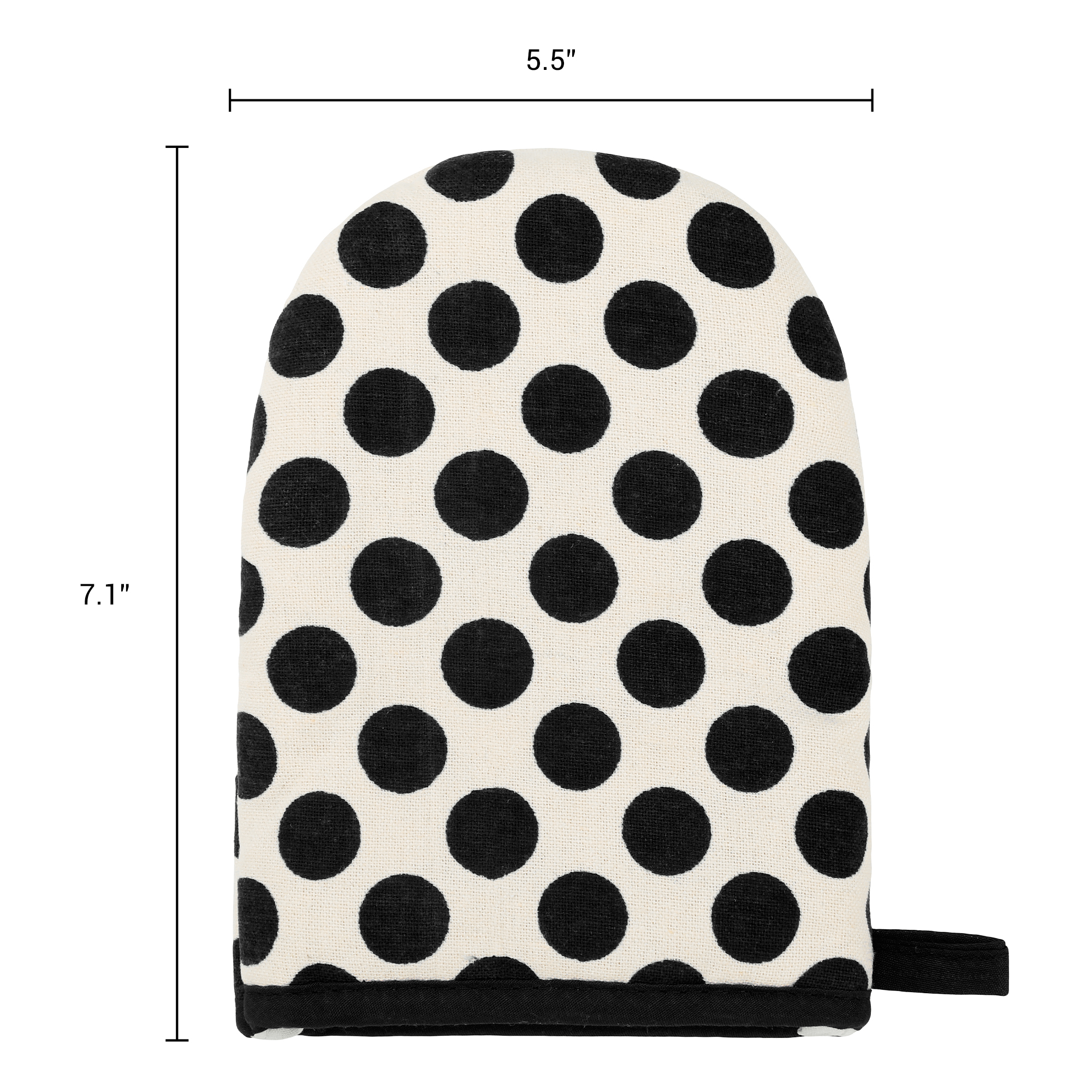 Unique Bargains Oven Mitts Heat Resistant Cooking Gloves Black Polka Dots 7.1x5.5inch