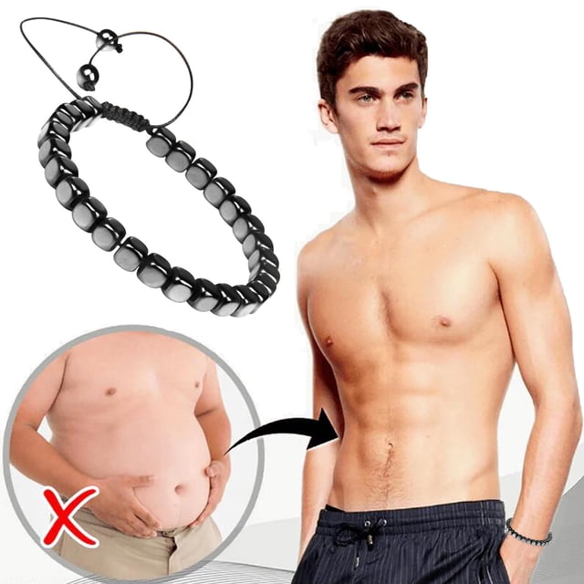 EGNMCR Bracelet Magnétique en Pierre Noire, Forme Santé Rétro Tissée, un Bracelet