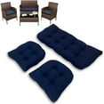 thumbnail image 4 of 3-Piece Waterproof Tufted Outdoor Cushion Set, 1 Bench Cushion and 2 Seat Cushions for Patio Furniture Sofa Settee Couch, Navy Blue, 4 of 8
