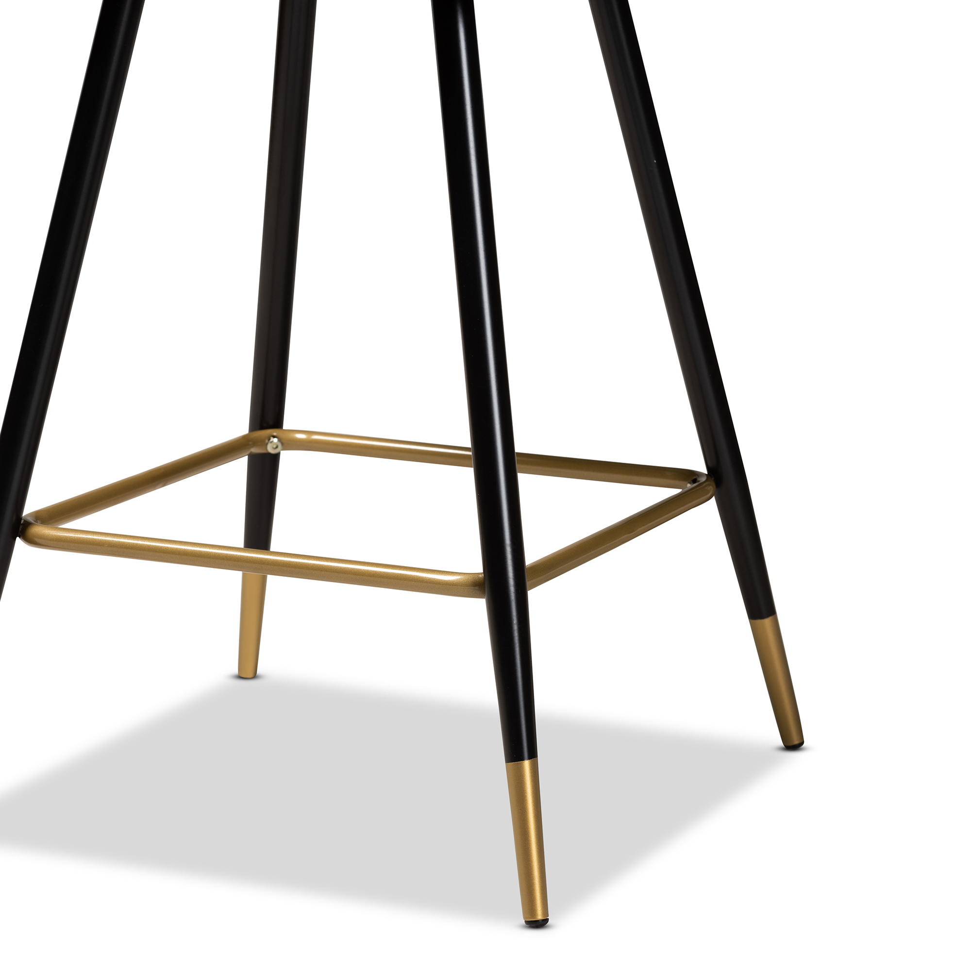 Baxton Studio Preston Bar Stool, Green, Black and Gold, Set of 2