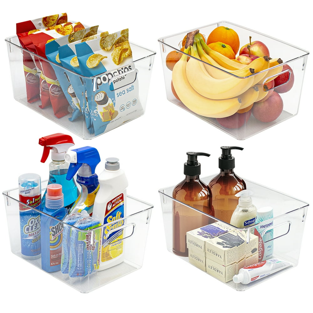 4 Pack Big Square Fridge Bin With Handle