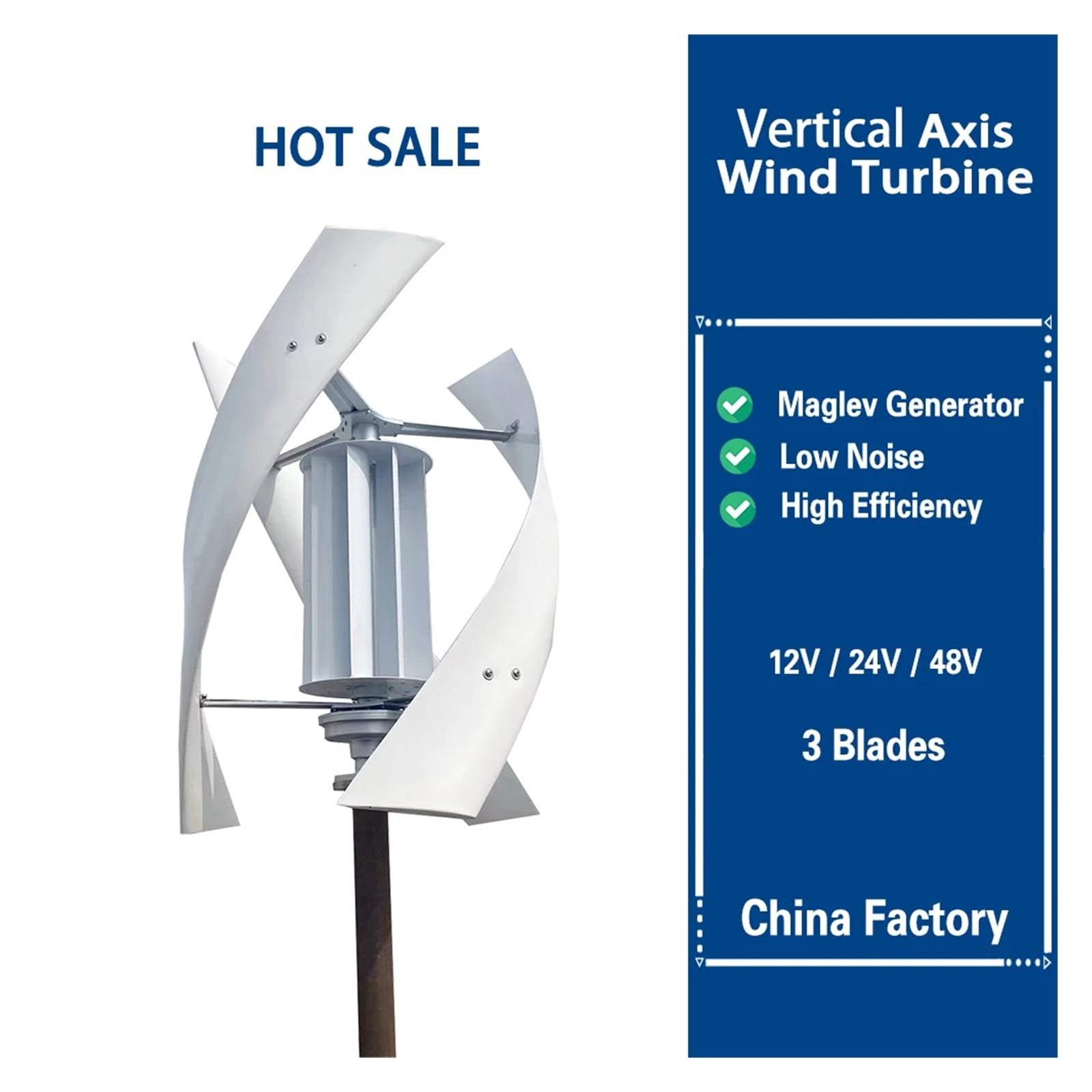 Vertical Wind Tur-bine Generator With Hybrid Controller Off Grid System Inverter 3KW 5kw For Home Free Energy With Windmill - WITH CONTROLLER 1_12V_5000W