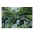 thumbnail image 3 of Japanese Cutting Board, Yard Little Lake Between Trees Stones in Autumn Season Natural Wilderness, Decorative Tempered Glass Cutting and Serving Board, Small Size, Green White, by Ambesonne, 3 of 5