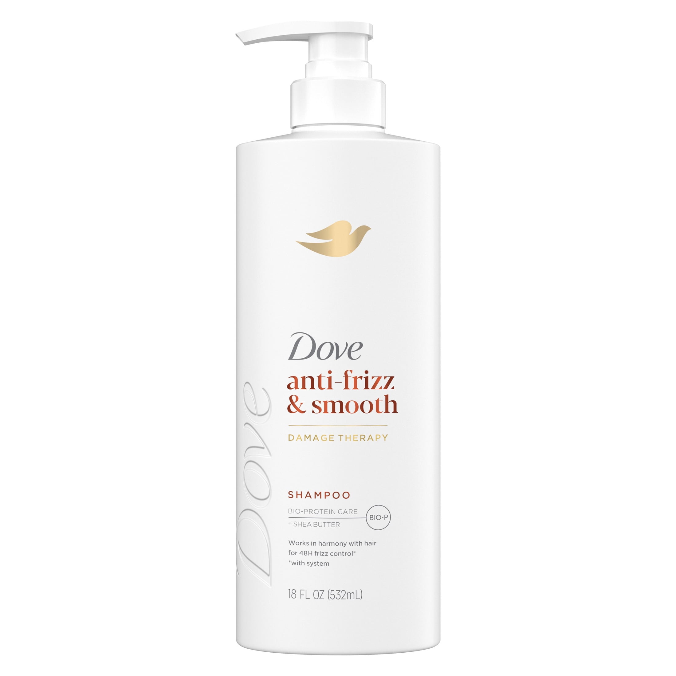 (4 pack) Dove Shampoo for Frizz-Prone Hair Anti Frizz & Smooth with Bio-Protein Care Technology and Shea Butter, 18 Fl Oz