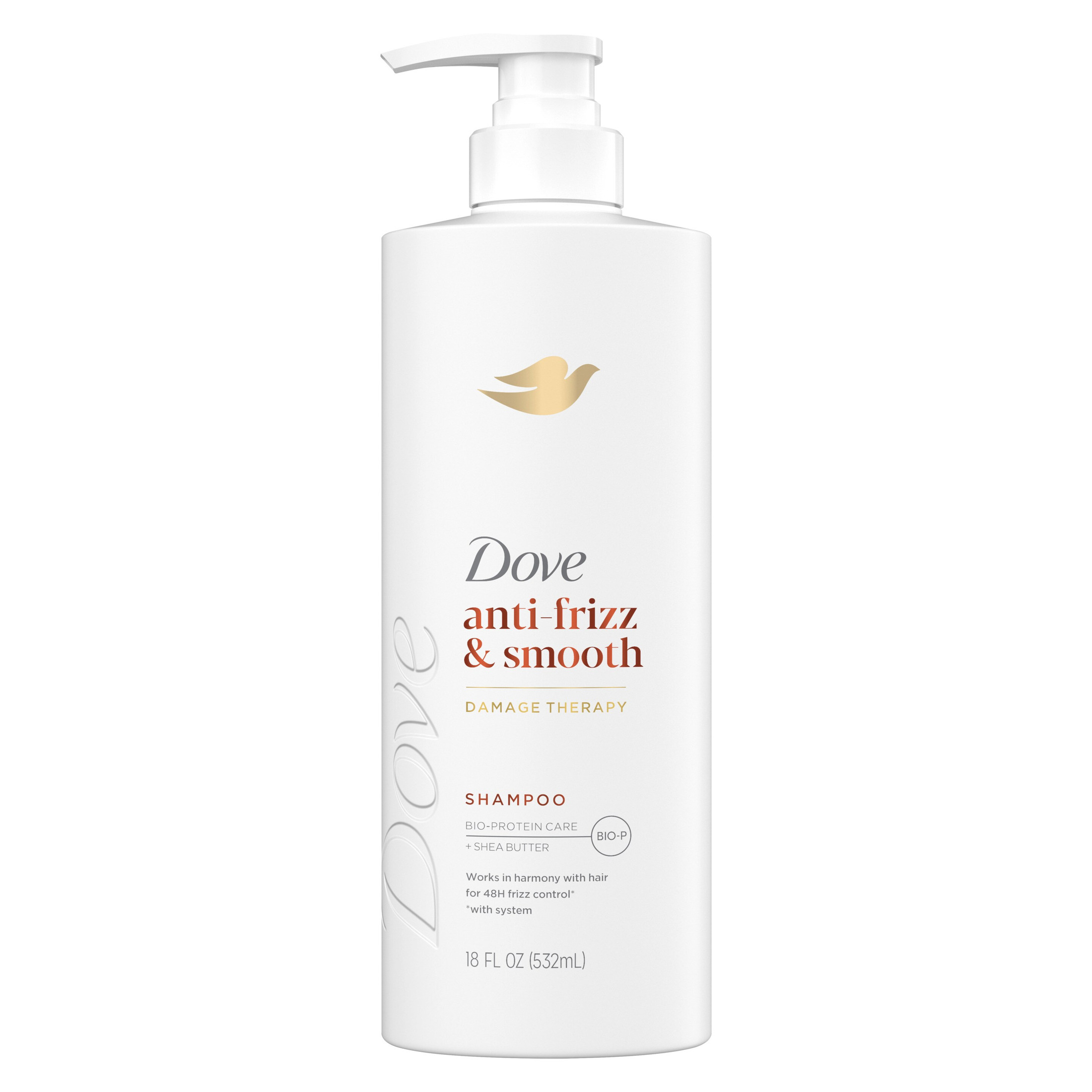 Dove Shampoo for Frizz-Prone Hair Anti Frizz & Smooth with Bio-Protein Care Technology and Shea Butter, 18 Fl Oz