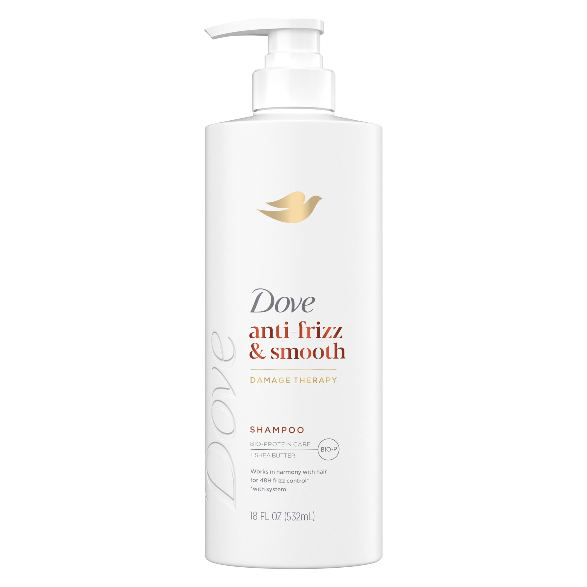 Dove Shampoo for Frizz-Prone Hair Anti Frizz & Smooth with Bio-Protein Care Technology and Shea Butter, 18 Fl Oz