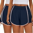 thumbnail image 2 of Shorts for Women Plus Size Clearance,,Xunlbb 2pc Women's Summer Solid Color Sexy Elastic Waist Side Pleated Casual Shorts ,Navy M, 2 of 5