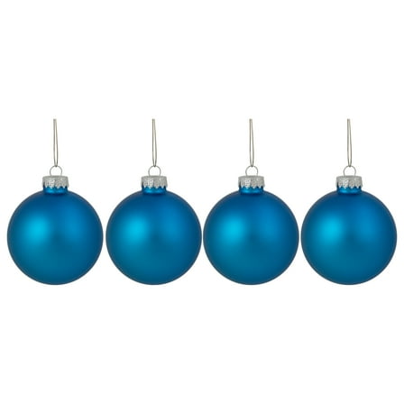Whitehurst Matte Finish Glass Christmas Ball Ornaments - 3.25" (80mm) - Blue - 8ct