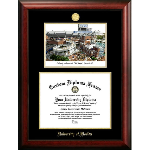University of Florida 11.5" x 16" Gold embossed diploma frame with Campus Images lithograph
