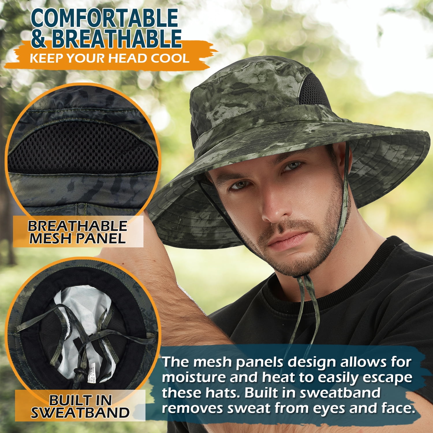 Camouflage Damage Bucket Hat Khaki Green メンズ