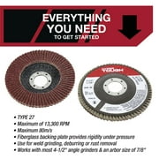 Hyper Tough 2 Pack 36 Grit Flap Discs 4-1/2 inch Diameter with 7/8 inch Arbor, Material, Color Brown