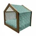 thumbnail image 2 of Surfboard Pet House, Tropical Composition Cocktail Ice Cream Floral Elements and Lettering, Outdoor & Indoor Portable Dog Kennel with Pillow and Cover, 5 Sizes, Turquoise Multicolor, by Ambesonne, 2 of 5