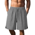 thumbnail image 2 of DDAPJ pyju Men's Beach Shorts Elastic Waist Cotton Linen Short Pants Summer Casual Vacation Shorts with Pockets Father's Day Gifts Gray M, 2 of 6