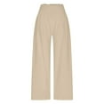 thumbnail image 4 of Hvyesh Cotton Linen Pants for Women Wide Leg High Waist Palazzo Pant Stretch Casual Work Pants Summer Lounge Pants with Pockets, 4 of 7