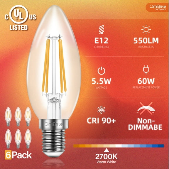 40w Type B E12 Candelabra Base Bulb
