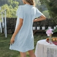 thumbnail image 4 of Formal Dresses Women, Smocked Casual Round Neck Loose Double Layer Short Sleeve Swiss Dot Lace Short Sundress Quince For Women 2025 Elegant Dresses Casual Plus Dresses (S, Sky Blue) ZMTing, 4 of 4