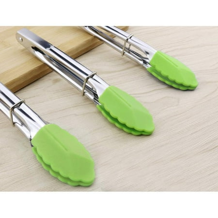 

Mini Tongs With Silicone Tips 7 Inch Silicone Cooking Tongs Set of 3 for BBQ Salad Grilling Frying and Cooking 3 Pieces (Green)