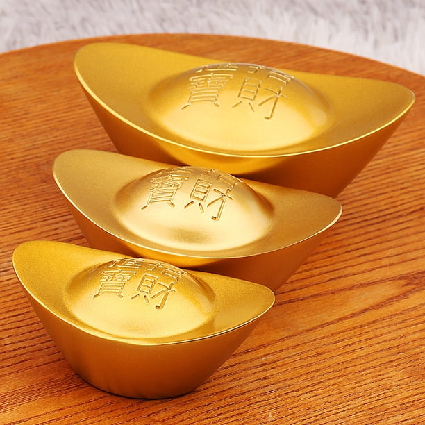 Solid copper large gold ingot, a realistic prop for home living room and entryway, wholesale gold ingot handicrafts.