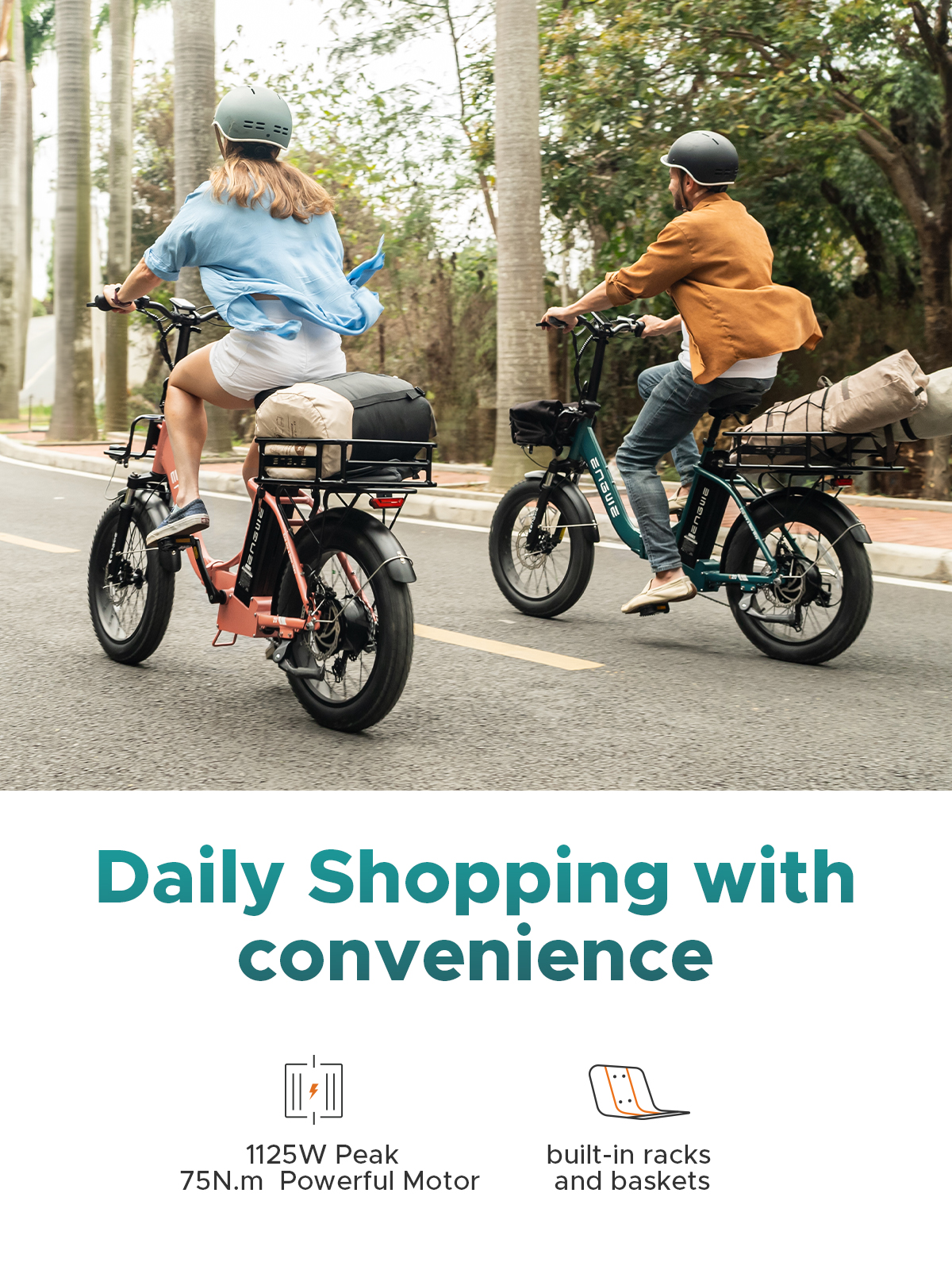 ENGWE 750W Folding Electric Bike for Adults Women, 20*3.0" Fat Tire Step-Thru Ebike 28MPH 75N.m Torque Urban Commuter, 52V13Ah 68Miles Long Range E-Bike 7-Speed Gear-L20 2.0 Pink(No Front Basket)