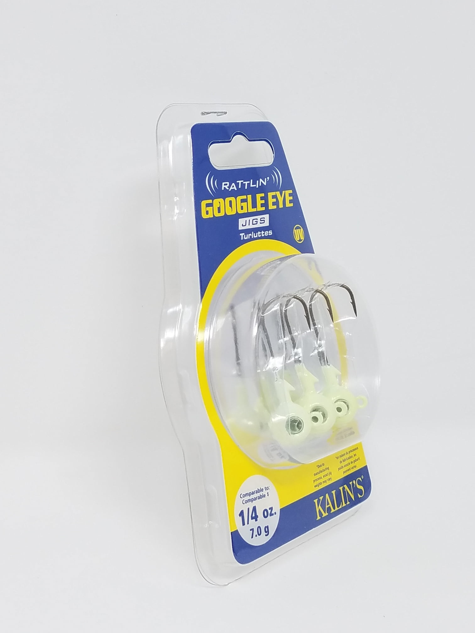 Kalins Google Eye Rattlin Fishing Jig, White, 1/4 oz, Freshwater, Lake