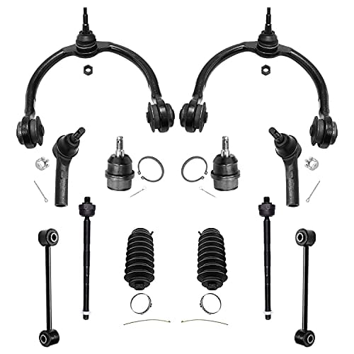 Detroit Axle - Front Upper Control Arms Ball Joints Sway Bar Links Tie Rod Replacement for 2008-10 Jeep Commander Grand Cherokee - 14pc Set