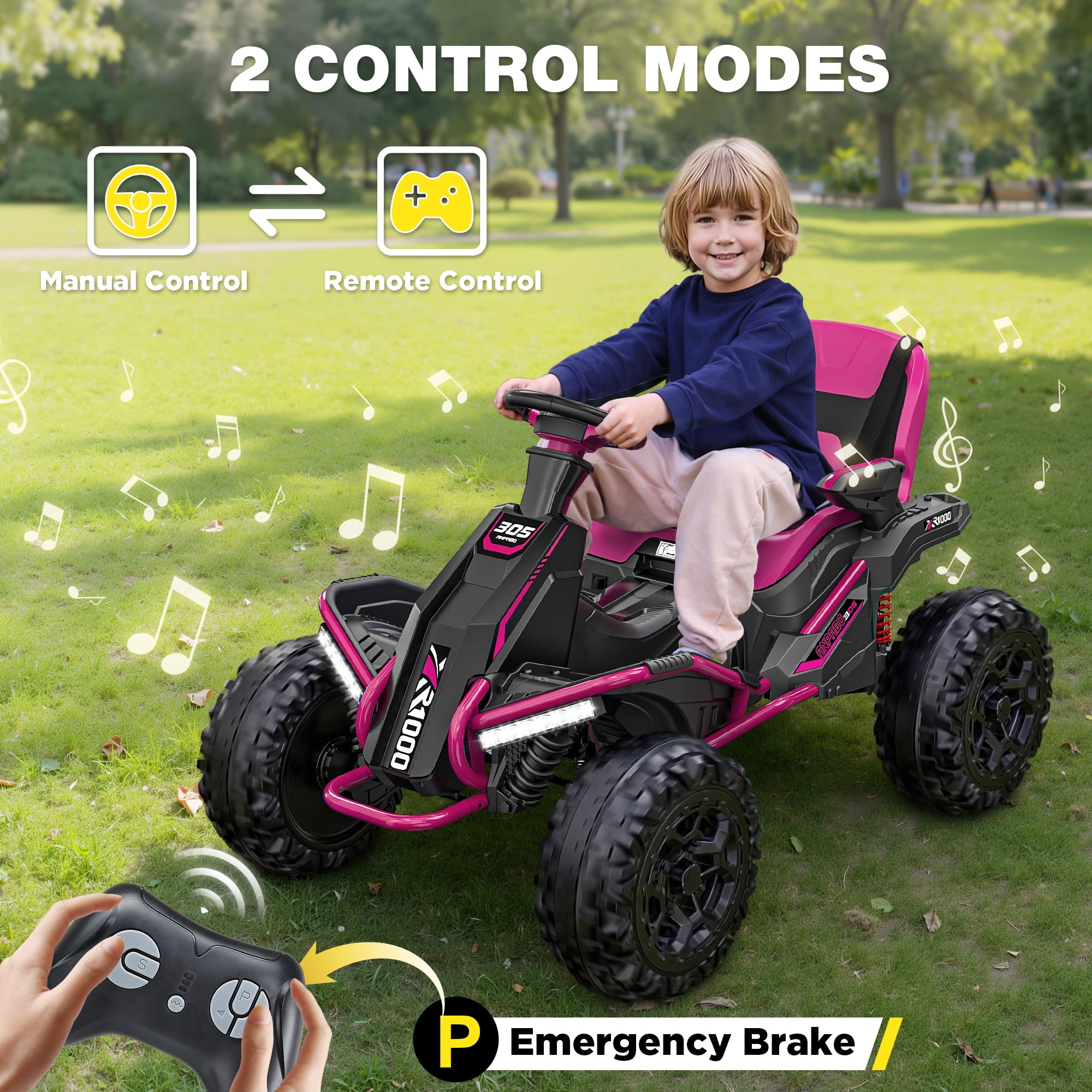 East doll 24V Big Kids Ride on Toys, Electric Power Ride on Car for Kids Age 3-8, 4 Wheeler, 4WD 800W Motors ATV for Kids, 5MPH, Parent Remote, Music, Pink