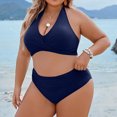 thumbnail image 4 of Fnooota Two Piece Swimsuits for Women, Quick-dry High Waisted Bathing Suits Swim Tops with Bottoms Navy Size L, 4 of 6