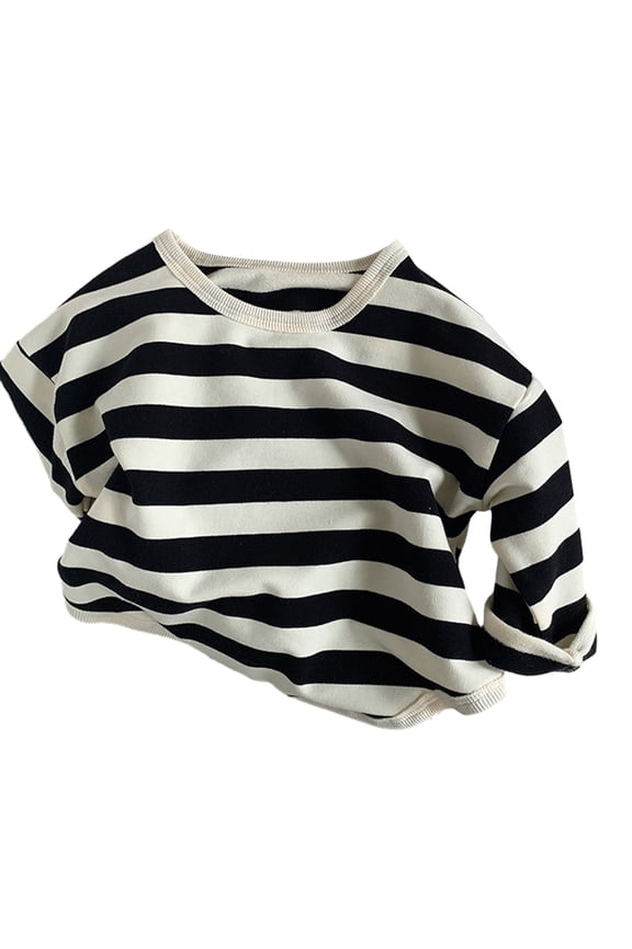 Toddler Newborn Boys Girls Striped Casual Tops Tees 9M-5Y Cotton Crewneck Long Sleeve Undershirt Fall Stripe T-Shirt