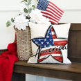 thumbnail image 2 of 4th of July Pillow Covers 18x18 inch Set of 2 Blue Big Stars Decor Red White Stripe Throw Pillow Cover Independence Day Decorative Cushion Cases for Home Sofa Couch Chair Living Room 112E, 2 of 6