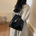 thumbnail image 4 of Cubo Elegante Bolso Bolsas Simples La Mujeres PU Capacidad Color Sólido Desplazamiento Suave, 4 of 9