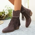 thumbnail image 5 of Juebong Women Suede Tassel Ankle Boots Fashion Round Toe Side Zipper Slip-On Flat Mocassion Ankle Boot Cowgirl Boots 2025 Brown,43, 5 of 8
