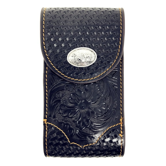Western Cowboy Small Size Genuine Leather Praying Cowboy Smartphone Galaxy Iphone Holder Holster Cellphone Case