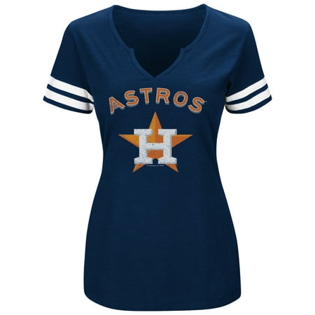 - Women's Majestic Navy/White Houston Astros Decisive Moment V-Notch T-Shirt