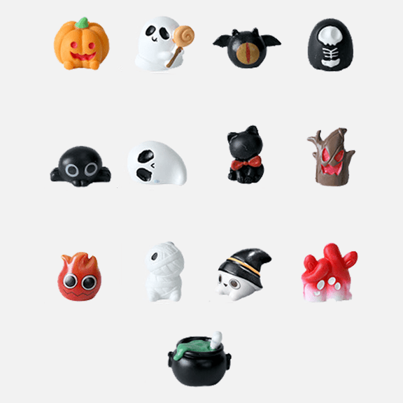 13PCS/Pack Mini Halloween Miniatures Figurines for Fairy Garden Accessories Little Ghost Figurine Decor for Halloween Decorations Tiny Resin Figures Pumpkin for Micro Landscape Black