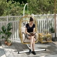 thumbnail image 3 of Dextrus Swing Egg Chair with Stand, Patio Foldable Wicker Rattan Hanging Egg Chair with Cushion for Indoor Outdoor, Beige, 3 of 10