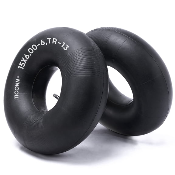 TICONN 2 pack 15x6.00-6 Lawn Mower Tire Inner Tubes with TR-13 Valve Stem, Natural Rubber
