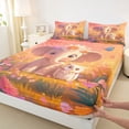 thumbnail image 3 of Homewish Colorful Cartoon Flower Queen Sheet Sets,Wild Elephant Owl Flat Sheet,Pink Daisy Floral Queen Fitted Sheet For Girls Kids,Breathable Home Decor,4pcs, 3 of 7
