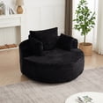 thumbnail image 3 of Leumius 55" Oversized Round Swivel Accent Chair,Upholstered Corduroy 360 Degree Swivel Chair for Living Room, Bedroom, Lounge and Projection Room,Black, 3 of 11