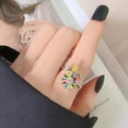 thumbnail image 3 of Qarigey Anillo ajustable de apertura para mujer, anillos de decoración de circón de flores personalizados, joyería decorativa para fiesta de Festival Ropa, zapatos y accesorios Miscelánea Qarigey AP018267-00B, 3 of 6