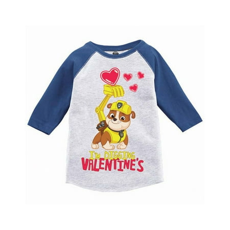 

Paw Patrol Rubble Pup Toddler Raglan Long Sleeve Shirts - 3T 4T 5T - I m Digging Being 1 Paw Patrol Tee