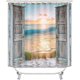 thumbnail image 2 of Juego de 4 cortinas de ducha con diseño de tortuga marina azul verdoso, cortina de ducha de tela impermeable, alfombrilla de baño antideslizante, alfombras de baño, animales marinos submarinos, vida, 2 of 7