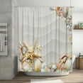 thumbnail image 7 of Starfish Shower Curtain, Seacoast with Sand with Colorful Various Seashells Tropics Aquatic Wildlife Theme Shower Curtain 72x72 in, 7 of 7