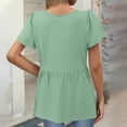 thumbnail image 2 of TQWQT Women Summer Tops Vneck Short Sleeve Peplum Blouse Solid Color Graphic Babydoll T-Shirts Fashion Tunic Top Plus Size Maternity Clothes Mint Green XL, 2 of 5