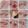 thumbnail image 3 of bingo 925 Plata Chica Lindo Exquisito Zirconia Plano De Cuatro Hojas Trébol Pendientes, 3 of 4