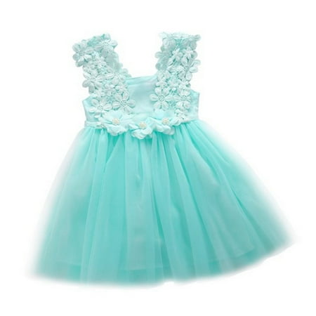 

Kid Baby Girl Sleeveless Lace Kids Tulle Party Wedding Princess Dress